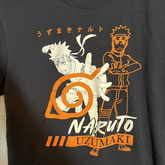 Naruto Shippuden Uzumaki T-Shirt Mens Small Uzumaki Line Art Black Anime - Picture 2 of 6